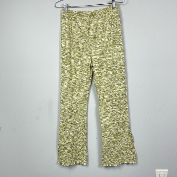 Lisa Says Gah Josie Pant Honeydew M Ribbed Space Dyed Split Flared Hem High Rise - Picture 6 of 15